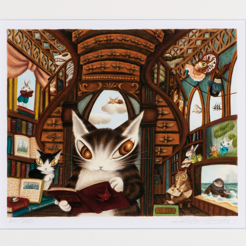 池田あきこ ジクレー版画『理想の図書館』-