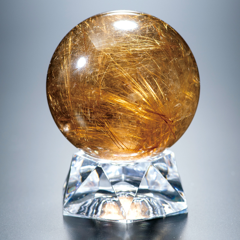 天然石 レッドルチルクォーツ丸玉ボール/54g/1個 ブラジル産