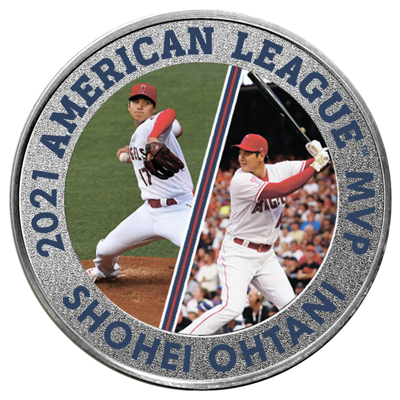 メジャーリーグ(MLB)の2021MVPを記念した大谷翔平選手の純銀製メダル 