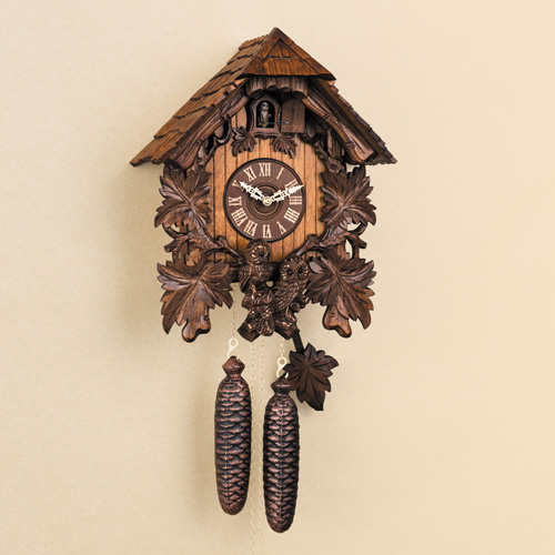 鳩時計、機械式鳩時計、フクロウ鳩時計、錘式鳩時計、フクロウの目が