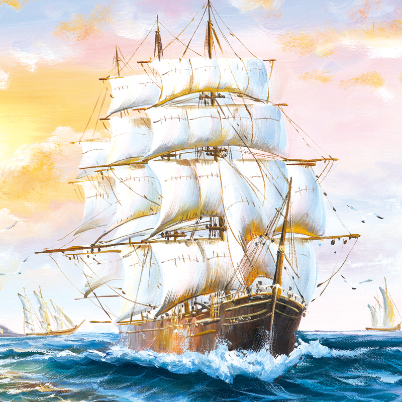 世界の帆船 壁掛け時計 工芸品 船舶 額縁 絵画 - 置時計