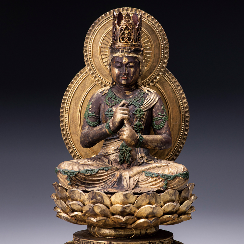 仏教美術 時代 珊瑚 大日如来像 仏像 川口一光 厨子 共箱 - 工芸
