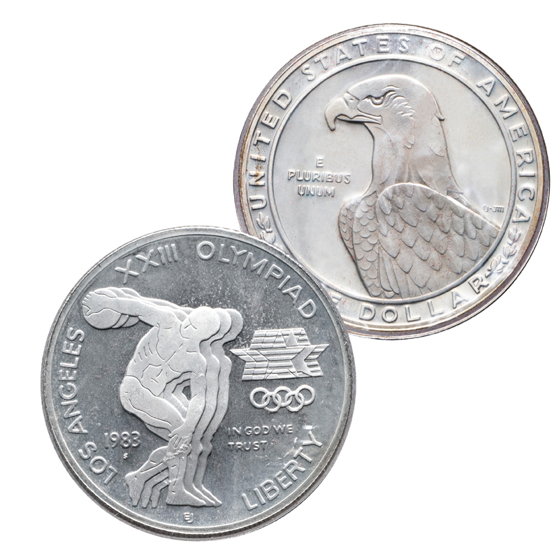アメリカ　ロサンゼルス　オリンピック記念1ドルプルーフ大型銀貨　1983年