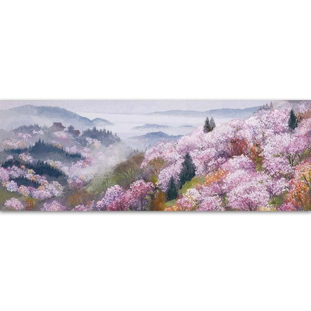 八木天水 細密和紙絵『吉野山』額装 | 東京書芸館公式通販ウェブサイト