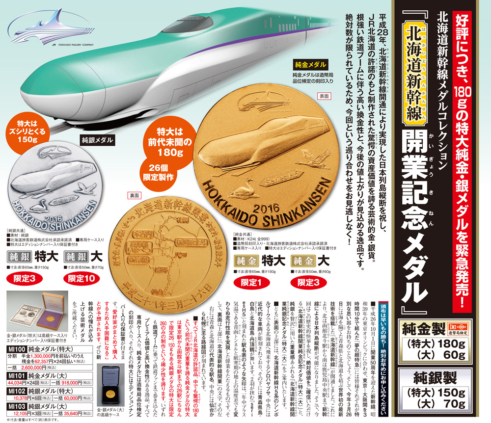 『北海道新幹線記念メダル』