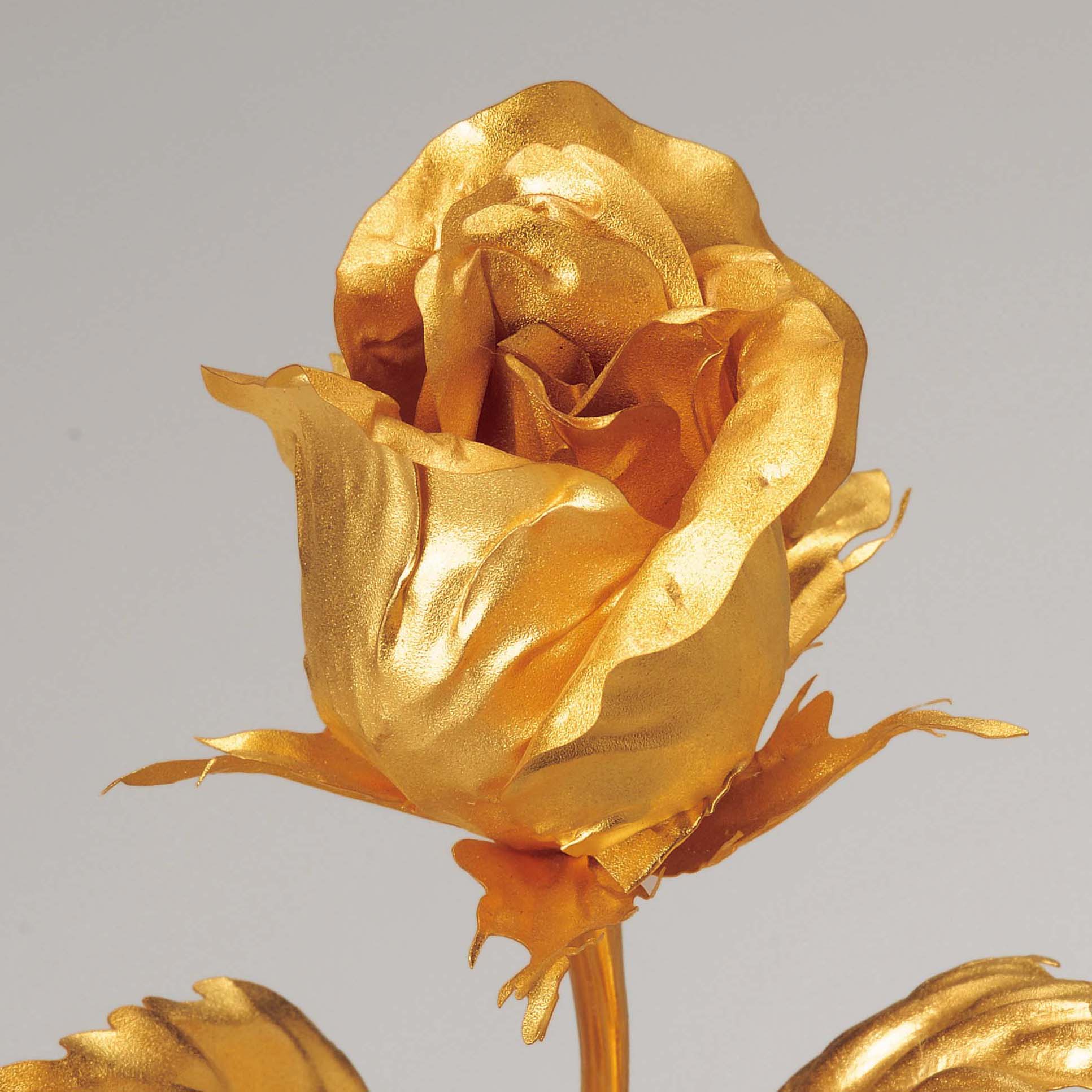 純金箔貼り『永遠の黄金のバラ』10本組 ガラス花瓶 付 - 【東京書芸館