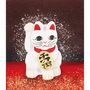 宮本秋風　木版画『招き猫』