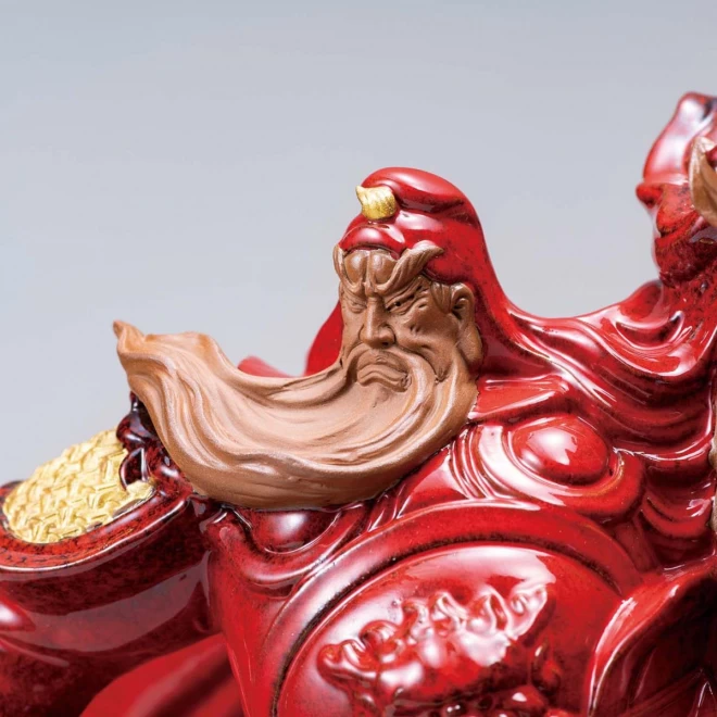 中国工芸美術家 かいい　陶磁器彫刻『武勇戦神』