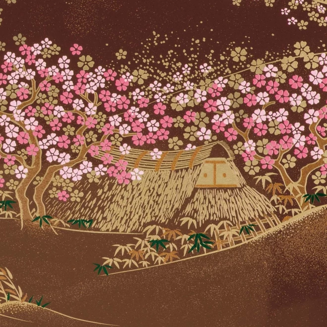 会津塗小型屏風『日本の雅 単品』春）観桜図