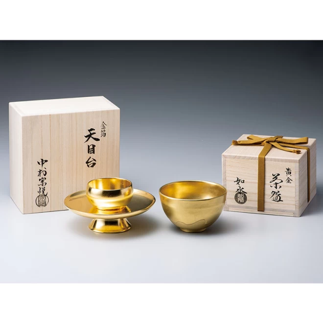 手作り黄金主人茶皿高級個人陶磁器金茶碗 - キッチン/食器
