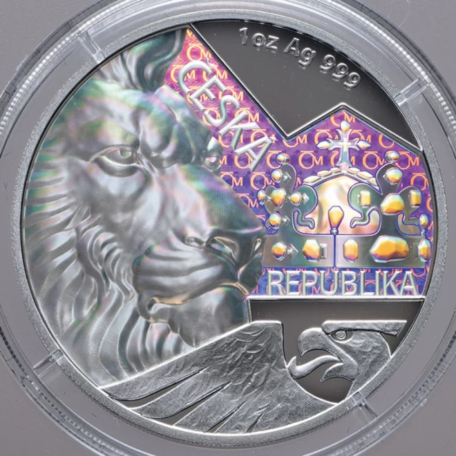 チェコ『ライオン銀貨』ホログラム