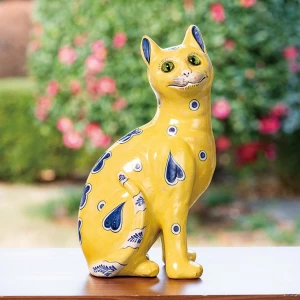 エミール・ガレ　骨董　猫型置物『黄猫』