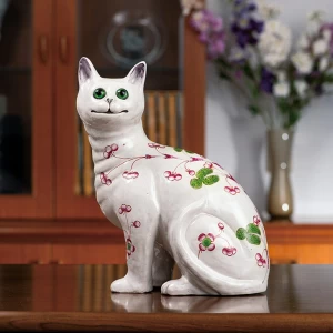 エミール・ガレ　骨董　猫型置物『白猫』
