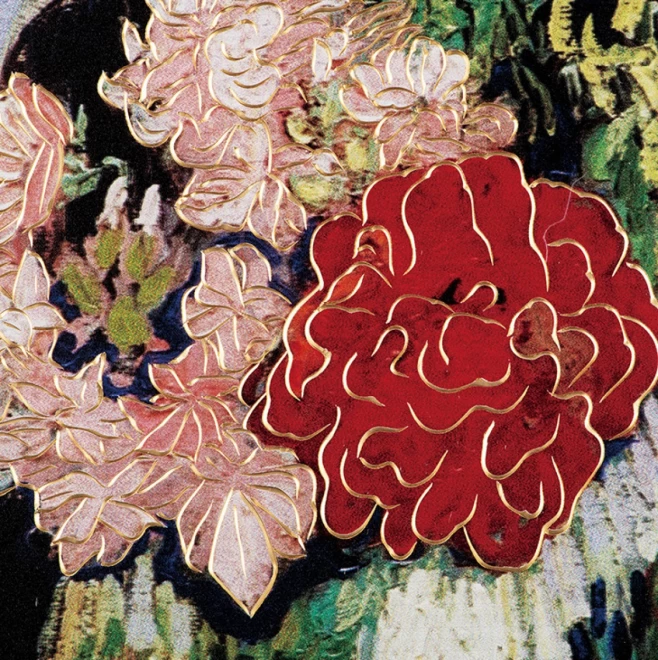 何超　彩色銅版彫刻画　フィンセント・ファン・ゴッホ『花瓶の花束』