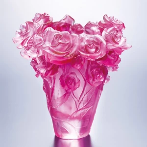 紅瑠璃　宮廷ガラス花器『愛の花束〜薔薇〜』