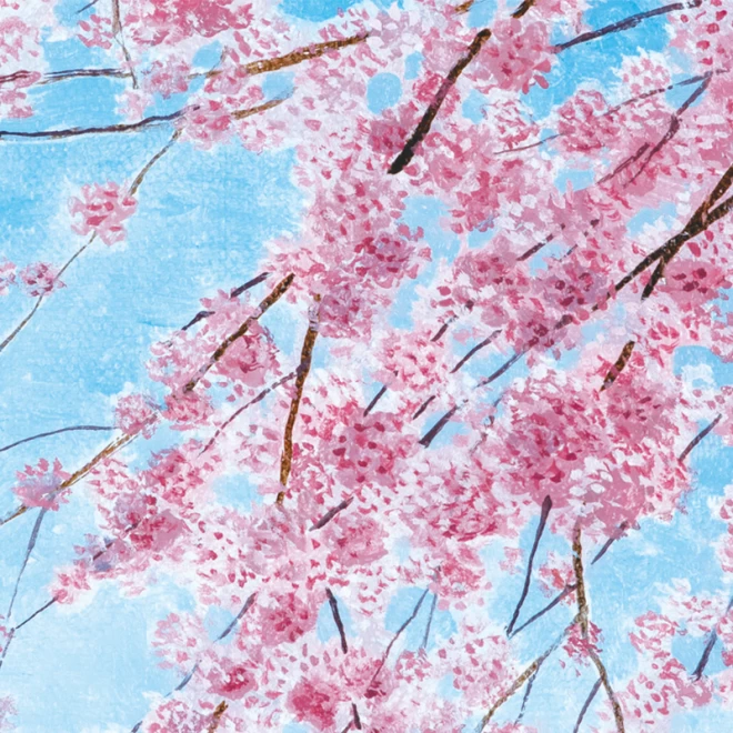 川島未雷 油彩肉筆画『春爛漫』