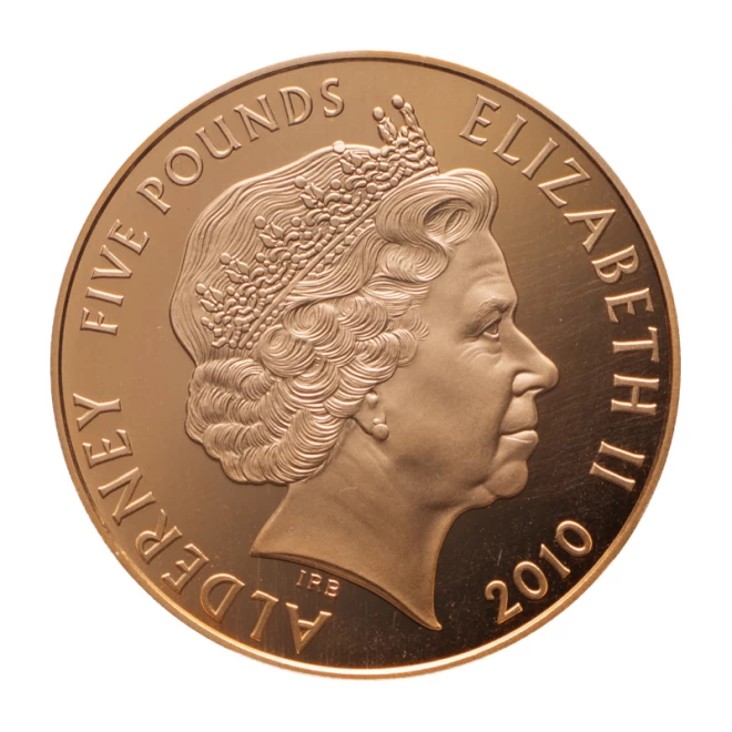 イギリス領オルダニー島　2010年銘『ウィリアム&キャサリン婚約記念5ポンド金貨』PR69DCAM