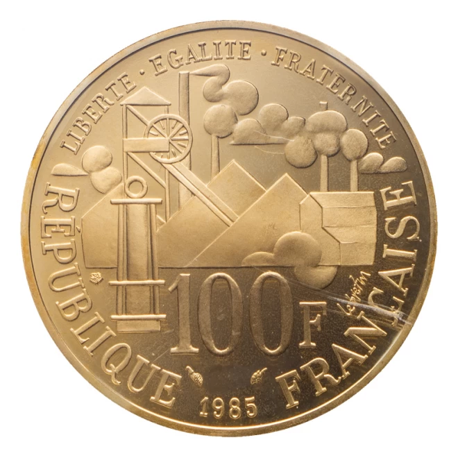 フランス　1985年銘『エミール・ゾラの小説ジェルミナール100周年100フラン金貨』PF67UC