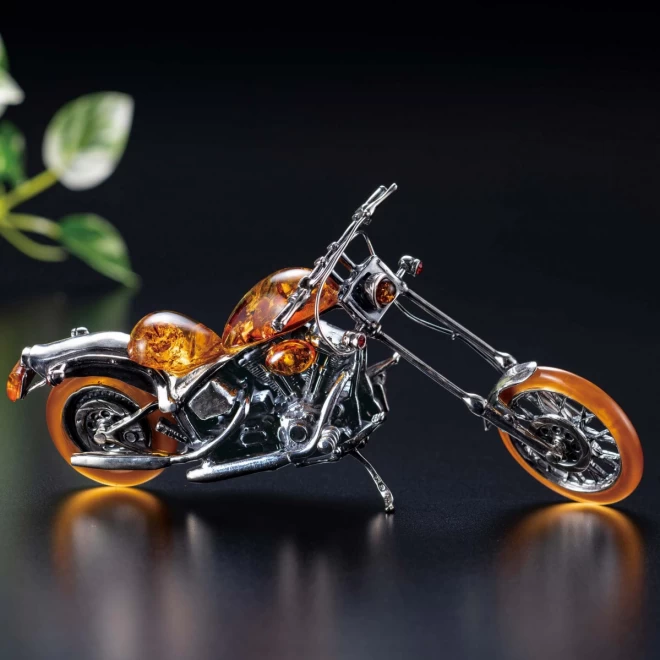 ポーランド産琥珀 モーターバイク卓上飾り『カミナリ』