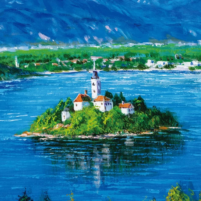 アンドレ・ジョー　油彩肉筆画『スロベニア〜ブレッド湖〜』