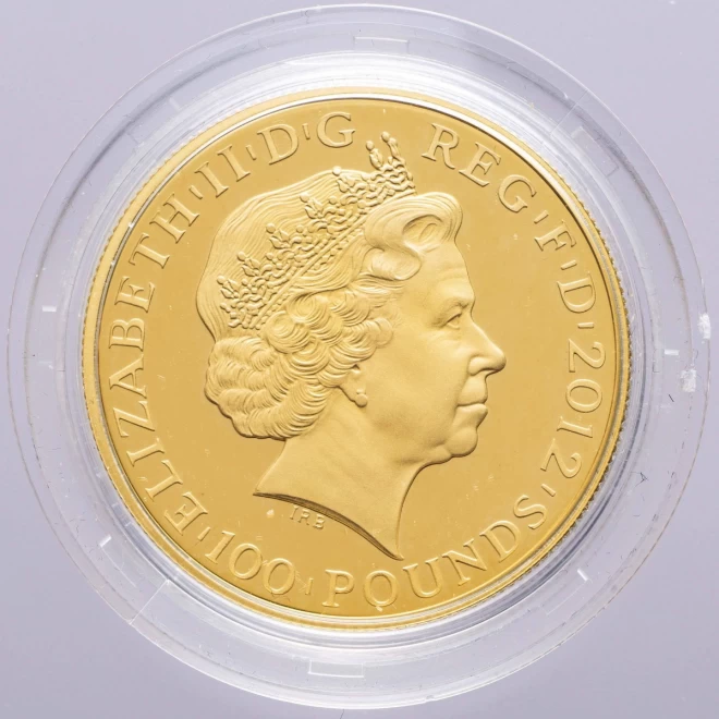 英国王立造幣局発行『2012年ロンドンオリンピック記念100ポンドプルーフ金貨』極美品