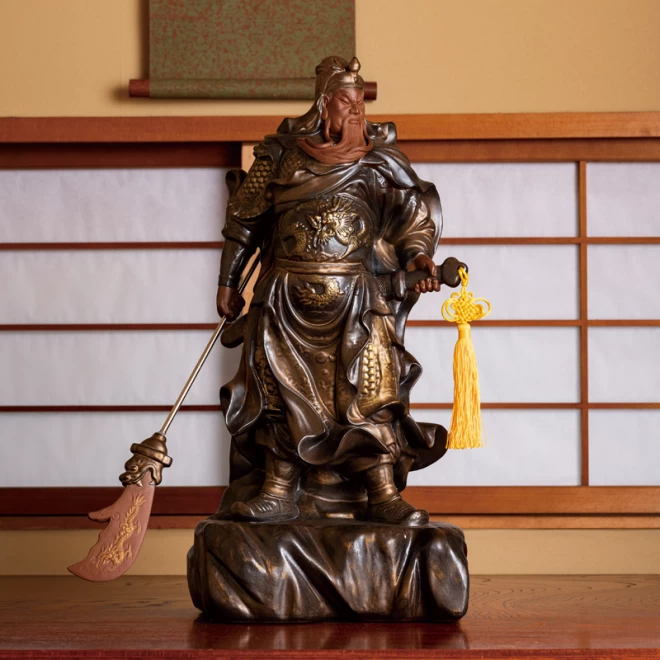 張輝煌　彩釉陶器『関聖大帝菩薩像』