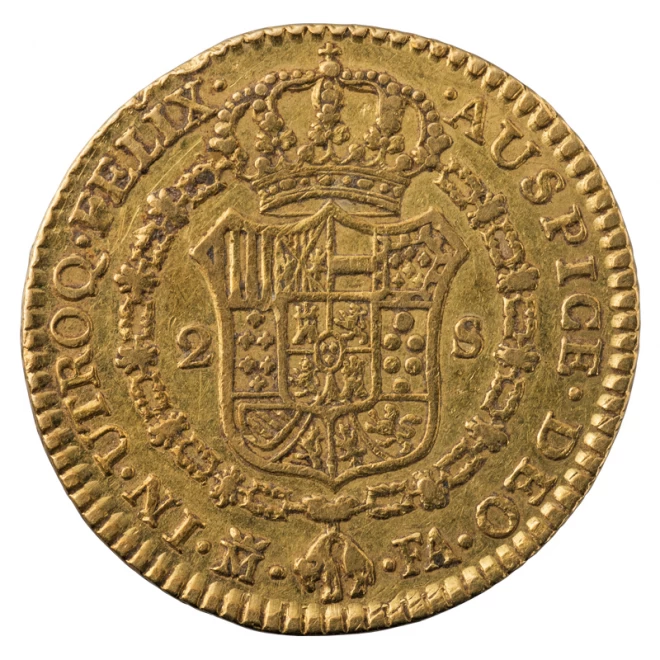 スペイン『2エスクード金貨 カルロス4世』極美品以上