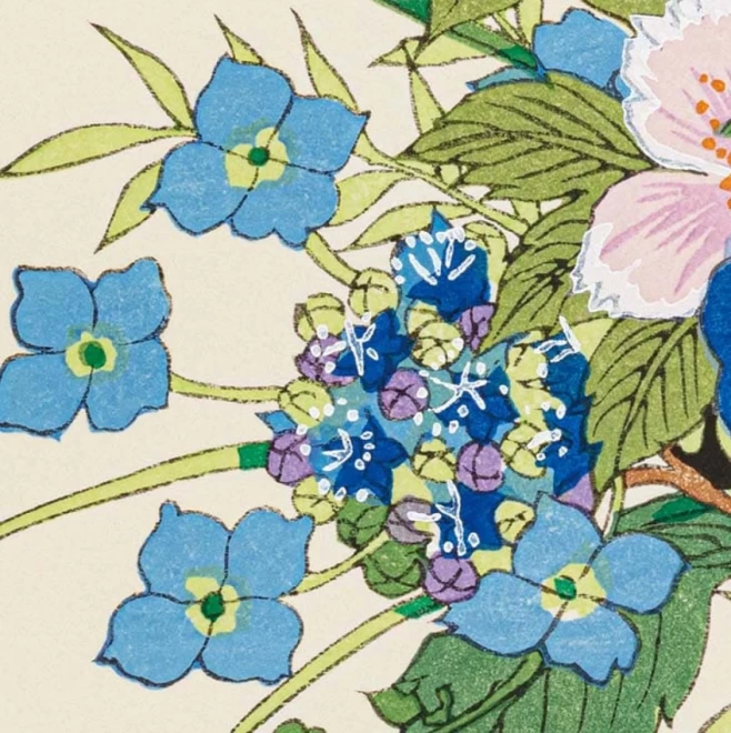 井堂雅夫 木版画『四季の花籠』 | 東京書芸館公式ウェブサイト 