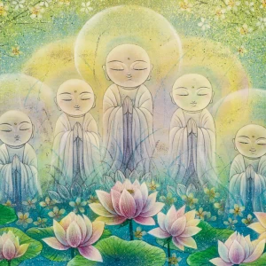 丸山寿美　ジグレー版画『五つの祈り』