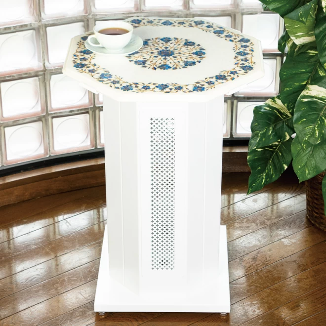 インド大理石宝石象嵌　サイドテーブル『瑠璃花の結晶』