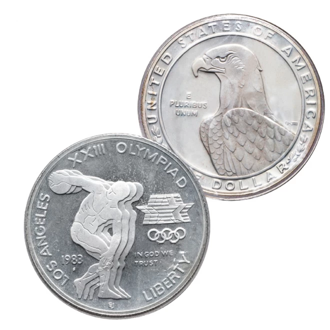 アメリカ造幣局発行『1984年ロサンゼルスオリンピック記念1ドル銀貨』