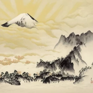 横山大観『蓬莱山』木版画(軸)