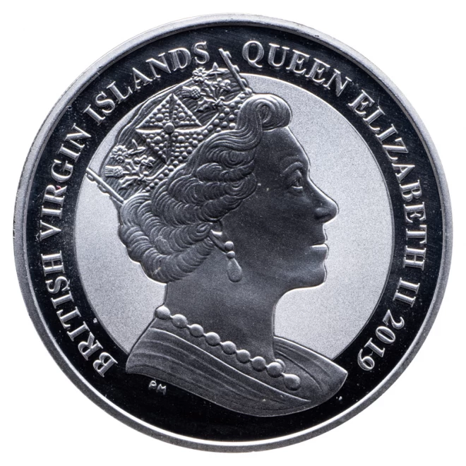 イギリス領ヴァージン諸島　2019年銘リバースプルーフ『ウナとライオン1ドル銀貨』
