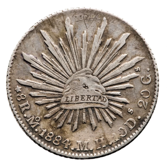 メキシコ8R レアル銀貨(1892)本物保証￼いたします