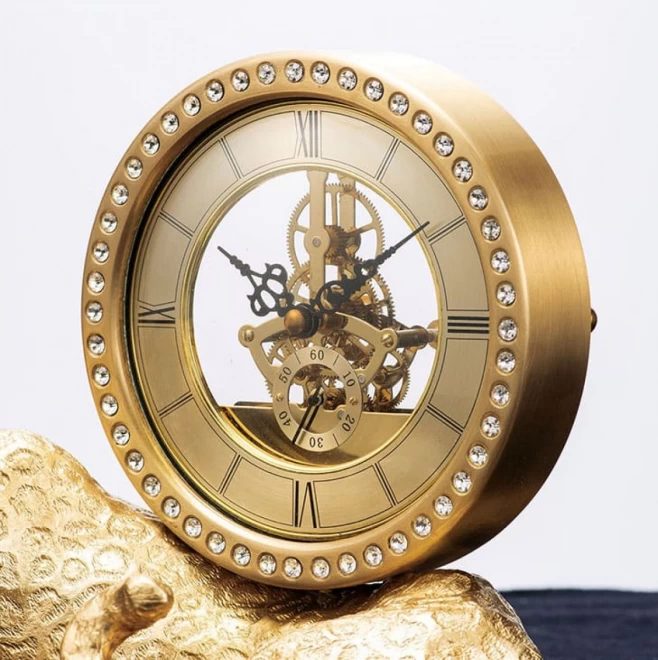 ブロンズ　宮廷風置時計『ゴールデンレオパード』
