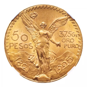 メキシコ 1925年銘『独立100周年記念50ペソ勝利の女神金貨』MS63