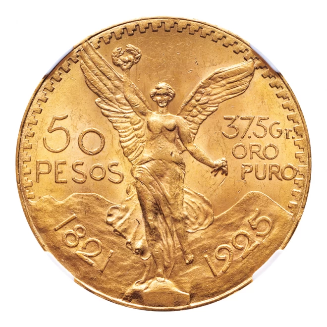 メキシコ 1925年銘『独立100周年記念50ペソ勝利の女神金貨』MS63