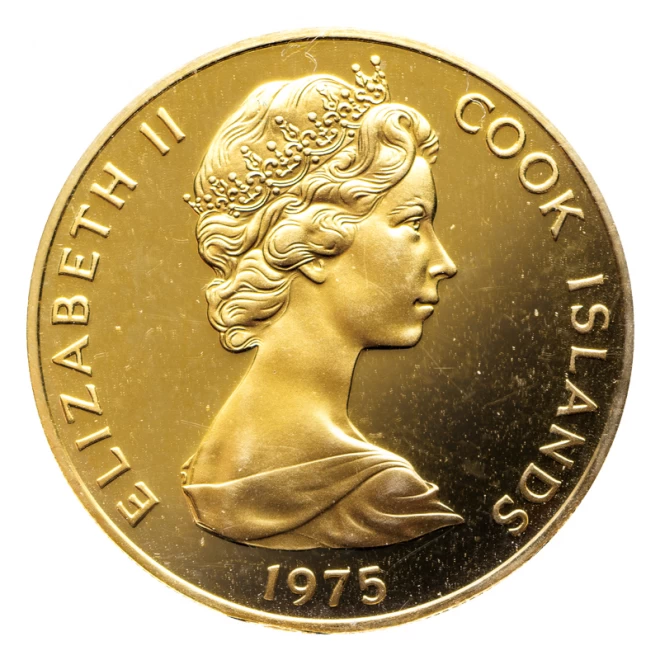 イギリス領クック諸島 1975年『キャプテン・クック第二次航海200周年記念100ドルプルーフ金貨』