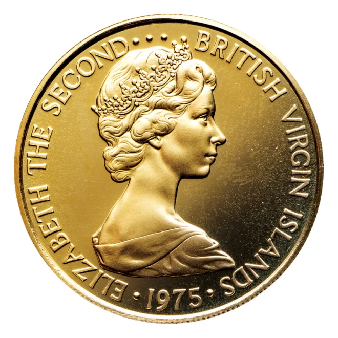 イギリス領ヴァージン諸島　1975年『ロイヤルターン100ドルプルーフ金貨』