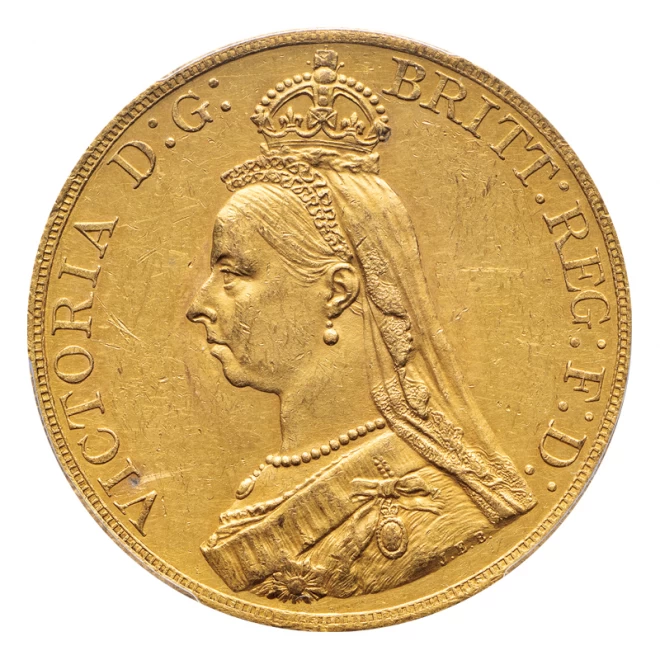 イギリス 1887年『ヴィクトリア・ジュビリー5ポンド金貨』MS60以上