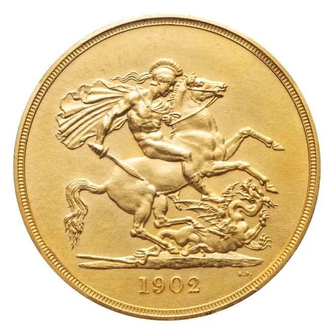 イギリス 1902年『エドワード7世5ポンド金貨』PF60MATTE