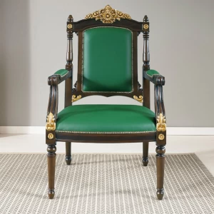 マホガニー製　肘掛け椅子『王家の菊椅子』（一脚）
