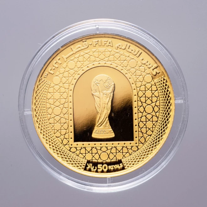 2022年ワールドカップカタール大会 FIFA公認　カタール『50リアルトロフィープルーフ金貨』