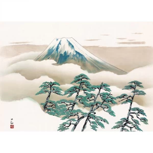 横山大観 巧藝画『松に富士』