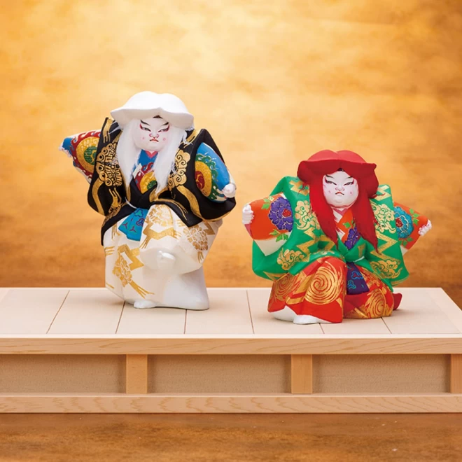 川崎修一 博多人形『童連獅子』木札・台座付 | 東京書芸館公式通販