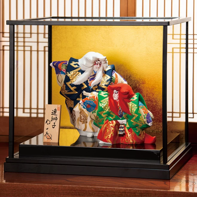 川崎修一 博多人形連獅子ガラスケース   東京書芸館公式サイト