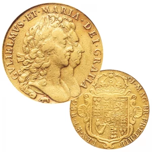 イギリス 1691年VFDC『ウィリアム&メアリー5ギニー金貨』
